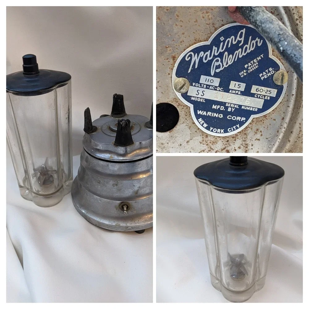 1930 Waring Blender Model SS Art Deco Chrome Beehive Blender Jar Lid NYC Working